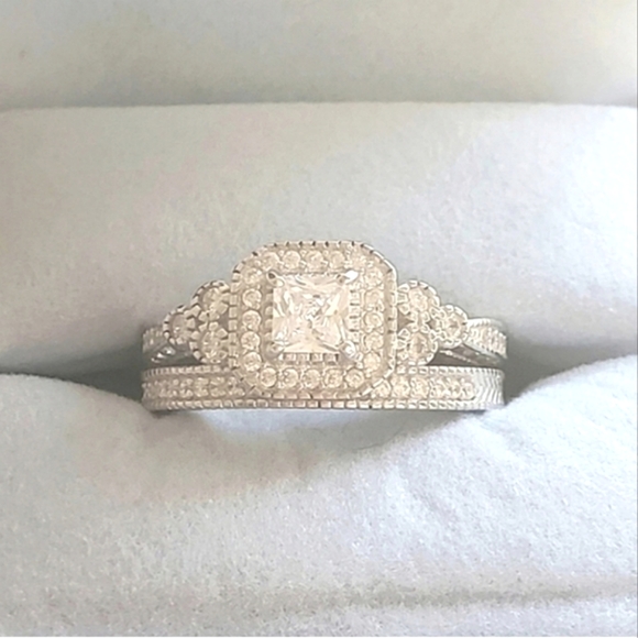 925 Diamond Wedding Ring Set - Picture 1 of 5